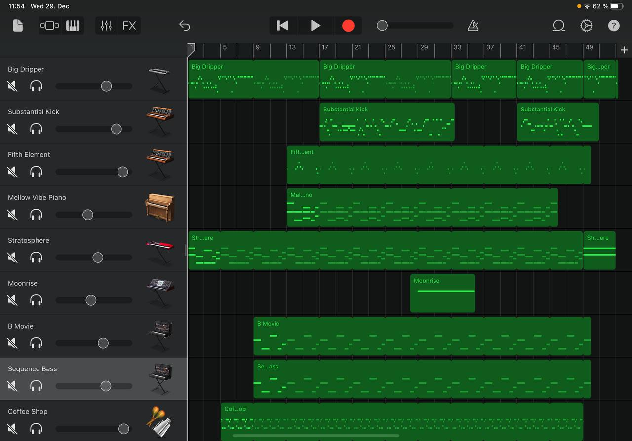 Screenshot of GarageBand on my iPad